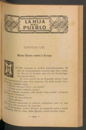 Capítulo LXX - Míster Brown vuelve a Europa