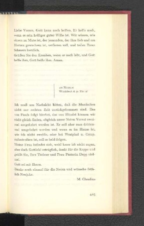 An Nicolai Wandsbeck, den 31. Dezember 1796