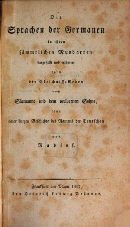 Die Sprachen der Germanen in ihren sämmtlichen Mundarten