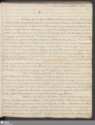 I. à Paris, le premier Janvier 1769.