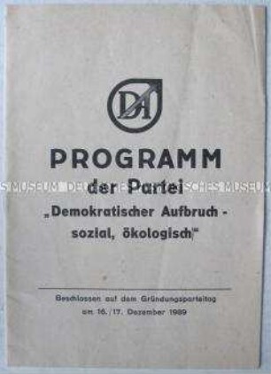 Politisches Programm der Bürgerbewegung "Demokratischer Aufbruch"