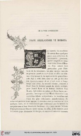 3. Pér. 5.1891: Le livre d'heures du Pape Alexandre VI Borgia