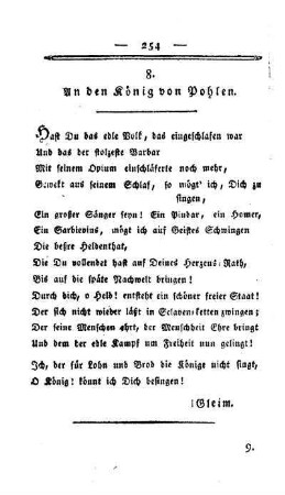 An den König von Pohlen
