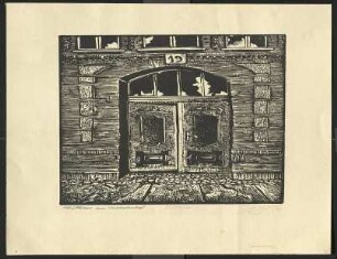 Linolschnitt: Volkmar Götze – Abrißhaus am Ostbahnhof (1977)