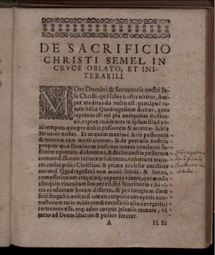 De Sacrifici Christi Semel In Cruce Oblato, Et Initerabili