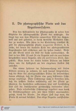 II. Die photographische Platte und das Negativverfahren