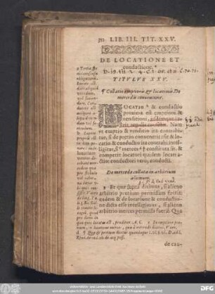 De Locatione Et conductione. Titulus XXV.