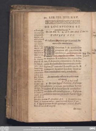De Locatione Et conductione. Titulus XXV.