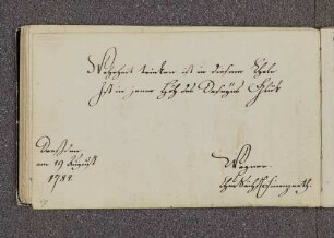 Wagner, Chursächs. Finanzrath. – Incipit: "Wahrheit trinken ist in diesem Thale" (Christian Adolph Overbeck). – Dresden, 19.08.1784