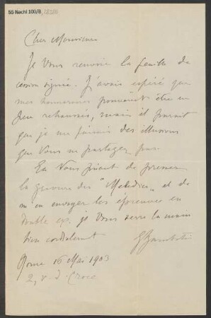 Brief an B. Schott's Söhne : 16.05.1903