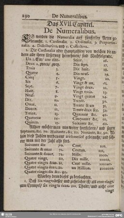 Das XVII. Capitel. De Numeralibus