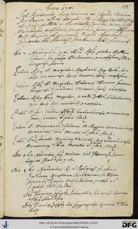 [fol. 159] Rektorat Jakob Christoph Helbling 1701/02