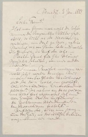 Richard Wagner (1813-1883) Autographen: Brief von Richard Wagner an Fritz Brandt - BSB Autogr.Cim. Wagner, Richard.59