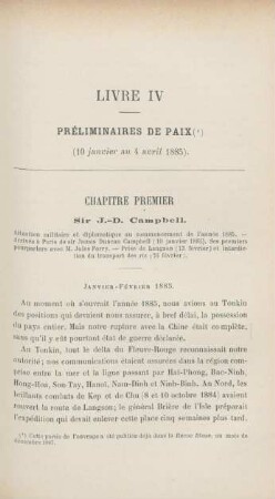 Livre IV. Préliminaires de paix (10 janvier au 4 avril 1885)