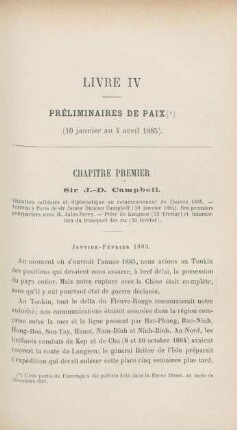 Livre IV. Préliminaires de paix (10 janvier au 4 avril 1885)