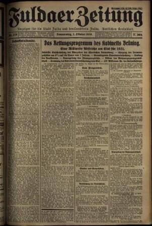 Ausgabe vom Donnerstag, den 02. Oktober 1930.