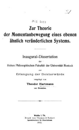 Zur Theorie der Momentanbewegung eines ebenen ähnlich veränderlichen Systems
