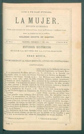 Estudios históricos sobre la mujer en la civilización. (Continuación). : Edad Media. Las mujeres en la Gran Bretaña antes del Cristianismo.
