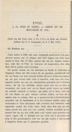 XVIII. J. Pz. Coen op Banda. - Ambon en de Molukken in 1621
