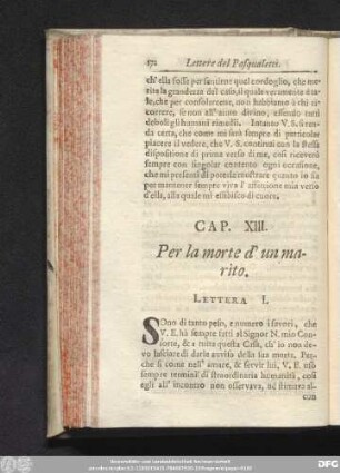 Cap. XIII. Per la morte d' un marito.