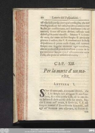 Cap. XIII. Per la morte d' un marito.