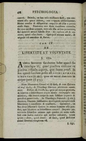 Cap. IV. De Libertate Et Voluntate