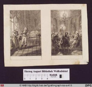 Rechts: Friedrich der Große beim Tafelgespräch