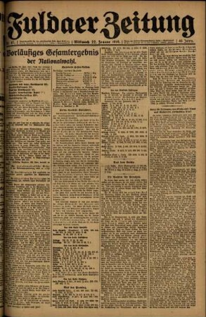 Ausgabe vom Mittwoch, den 22. Januar 1919.