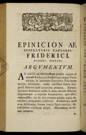 Epinicion AF. Imperatoris. Caesaris. Friderici. Pvlchri. Pietati.