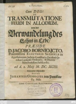 De Transmutatione Feudi In Allodium,