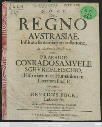 De Regno Austrasiae, Instituta sententiarum collatione