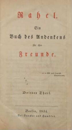 Dritter Theil: Rahel