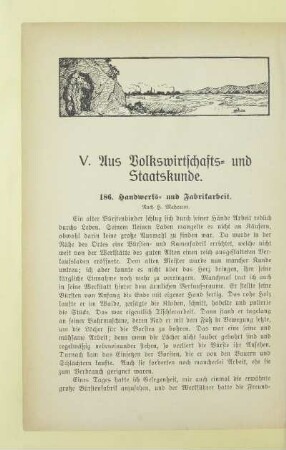 V. Aus Volkswirtschafts- und Staatskunde