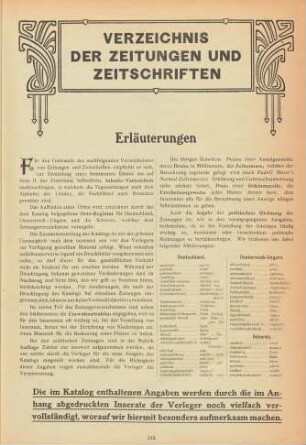Verzeichnis der Zeitungen und Zeitschriften