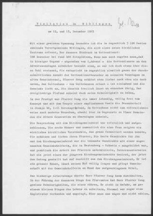 Wiblingen mit Oberkirchberg, Unterkirchberg, Unterweiler und Gögglingen: Visitationsbericht mit Pfarrbericht 1963