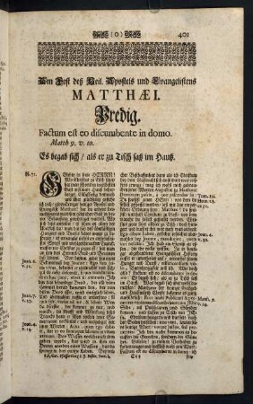 401-405, Am Fest deß Heiligen Apostels und Evangelistens Matthaei