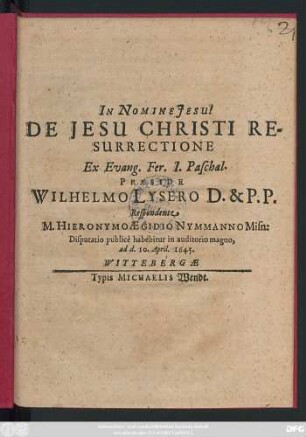 De Jesu Christi Resurrectione : Ex Evang. Fer. I. Paschal.