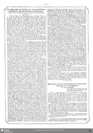 Die Elektricität als Helferin der wissenschaftlichen Zeitmessung und des öffentlichen Zeitdienstes (Fortsetzung)