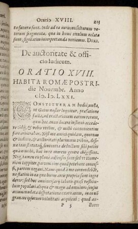 De auctoritate & officio Iudicum. Oratio XVIII.