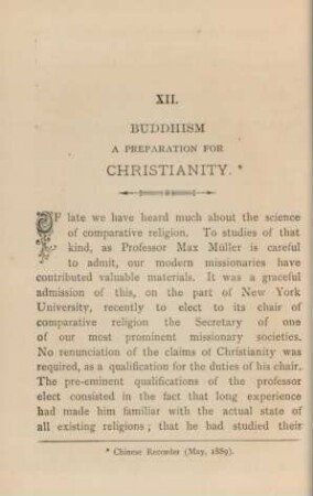 XII. Buddhism a preparation for Christianity
