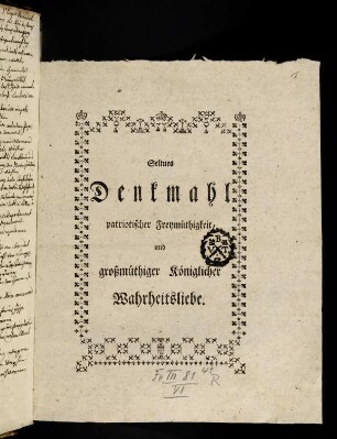 1r-4v, Seltnes Denkmahl