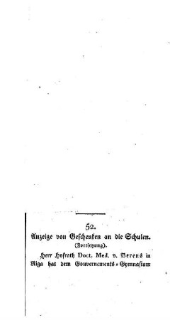 Anzeige von Geschenken an die Schulen : (Fortsetzung) ; [52.]