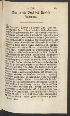 Der zweyte Brief des Apostels Johannes