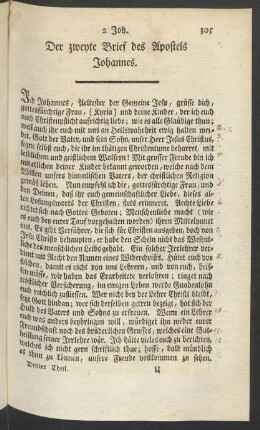 Der zweyte Brief des Apostels Johannes