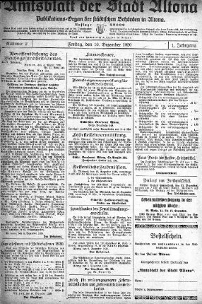 Nummer 2 : Freitag, den 10. Dezember 1920