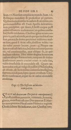 Cap. 17. De Sessione ad dexteram patris.