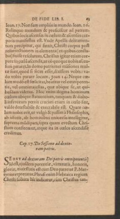 Cap. 17. De Sessione ad dexteram patris.