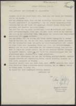 Brief von August Oesper an Sebastian Killermann
