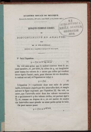 Quelques exemples curieux de discontinuité en analyse.