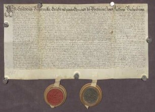 Gültbrief der Gemeinde Büchenbronn gegen die geistliche Verwaltung zu Pforzheim unter Verpfändung von Gütern zu Büchenbronn